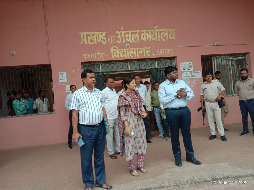 उपायुक्त रवि आनंद के द्वारा जिले के करमाटांड़ - विद्यासागर प्रखंड सह अंचल कार्यालय का निरीक्षण